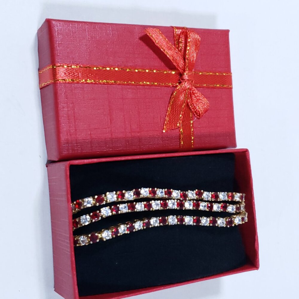 3 Red & White Rhinestone Bracelets - Picture 9 of 9